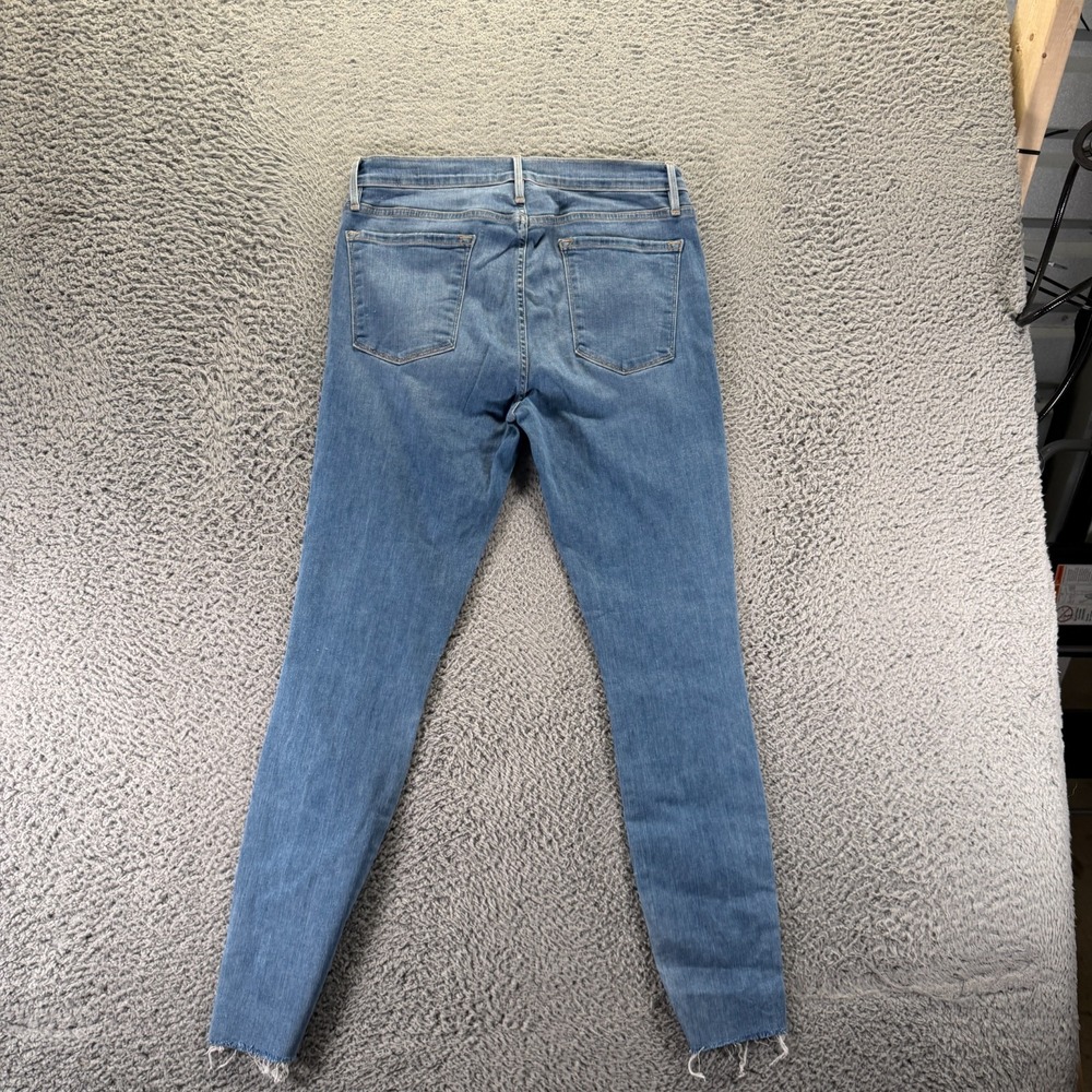 Frame Jeans Womens 32x29 Blue Cotton Denim Skinny Faded Raw-Hem Stretch USA - Picture 5 of 10